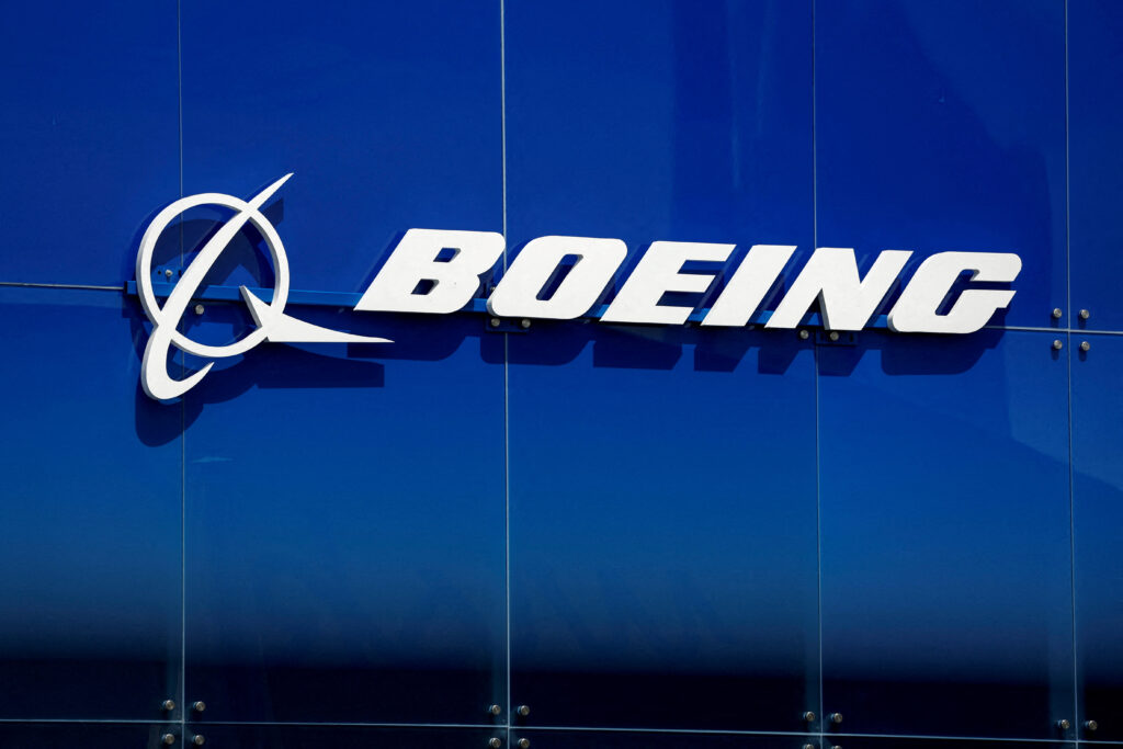 A Boeing logo is seen at the 54th International Paris Airshow at Le Bourget Airport near Paris, France, June 18, 2023. REUTERS/Benoit Tessier/File Photo